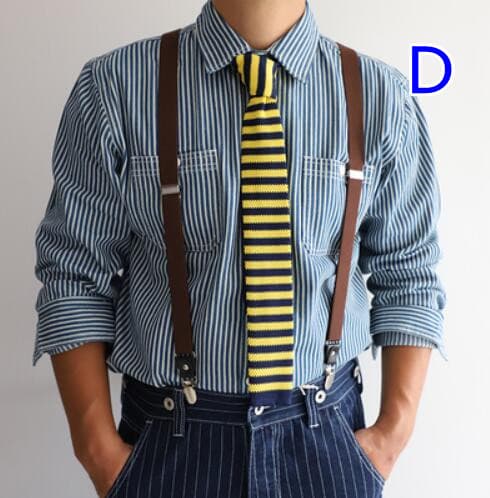 男性用ストライプ毛糸ネクタイ 学生制服風仮装用